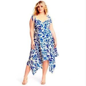 Alexis NWT x Target Blue Botanical Floral Asymmetrical Hem Dress Size 3X